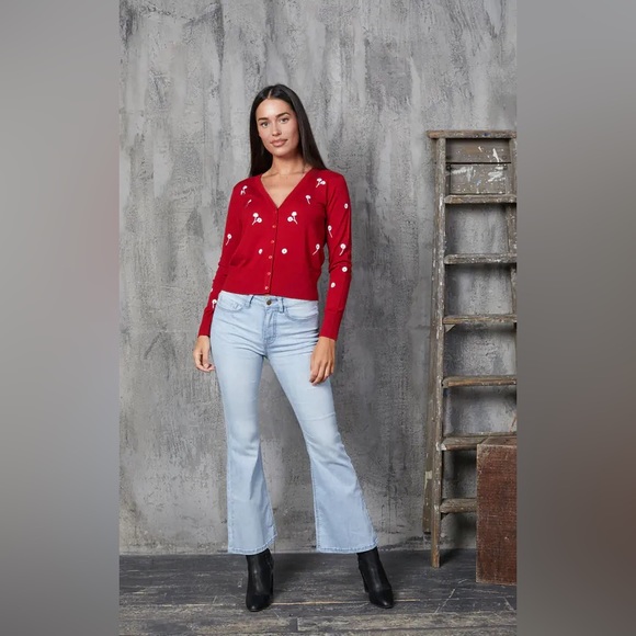 NEW Red Cherry Cardigan by Timeless London Size 6 - Picture 2 of 16